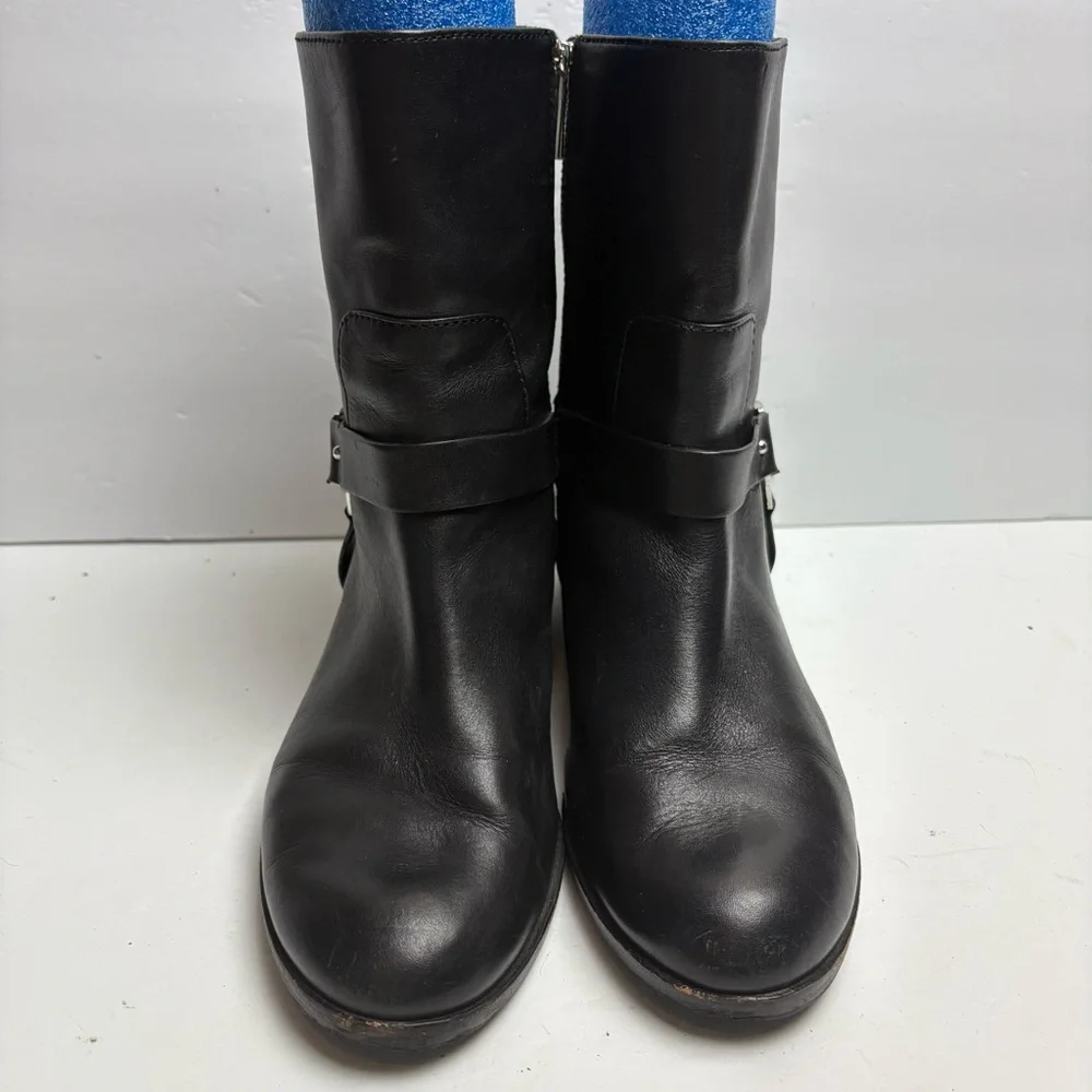Michael Kors Black Leather Boots with Logo Harness Women’s size 8